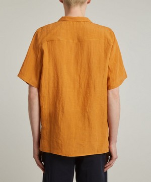 Marané - Orange Camp Collar Linen Shirt image number 3