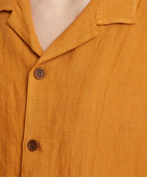Marané - Orange Camp Collar Linen Shirt image number 4