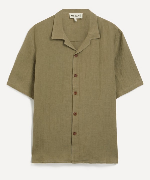 Marané - Khaki Camp Collar Linen Shirt image number null