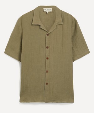 Marané - Khaki Camp Collar Linen Shirt image number 0