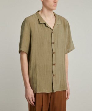 Marané - Khaki Camp Collar Linen Shirt image number 2