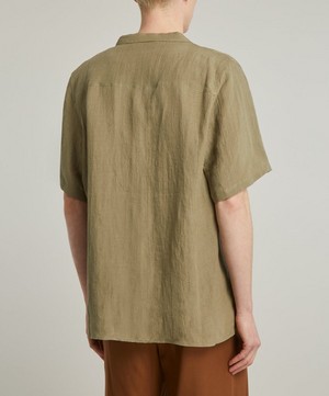 Marané - Khaki Camp Collar Linen Shirt image number 3
