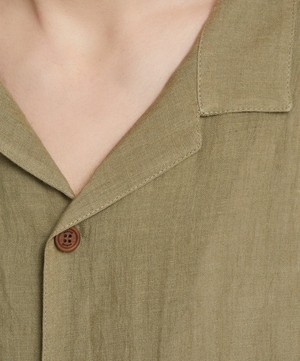 Marané - Khaki Camp Collar Linen Shirt image number 4