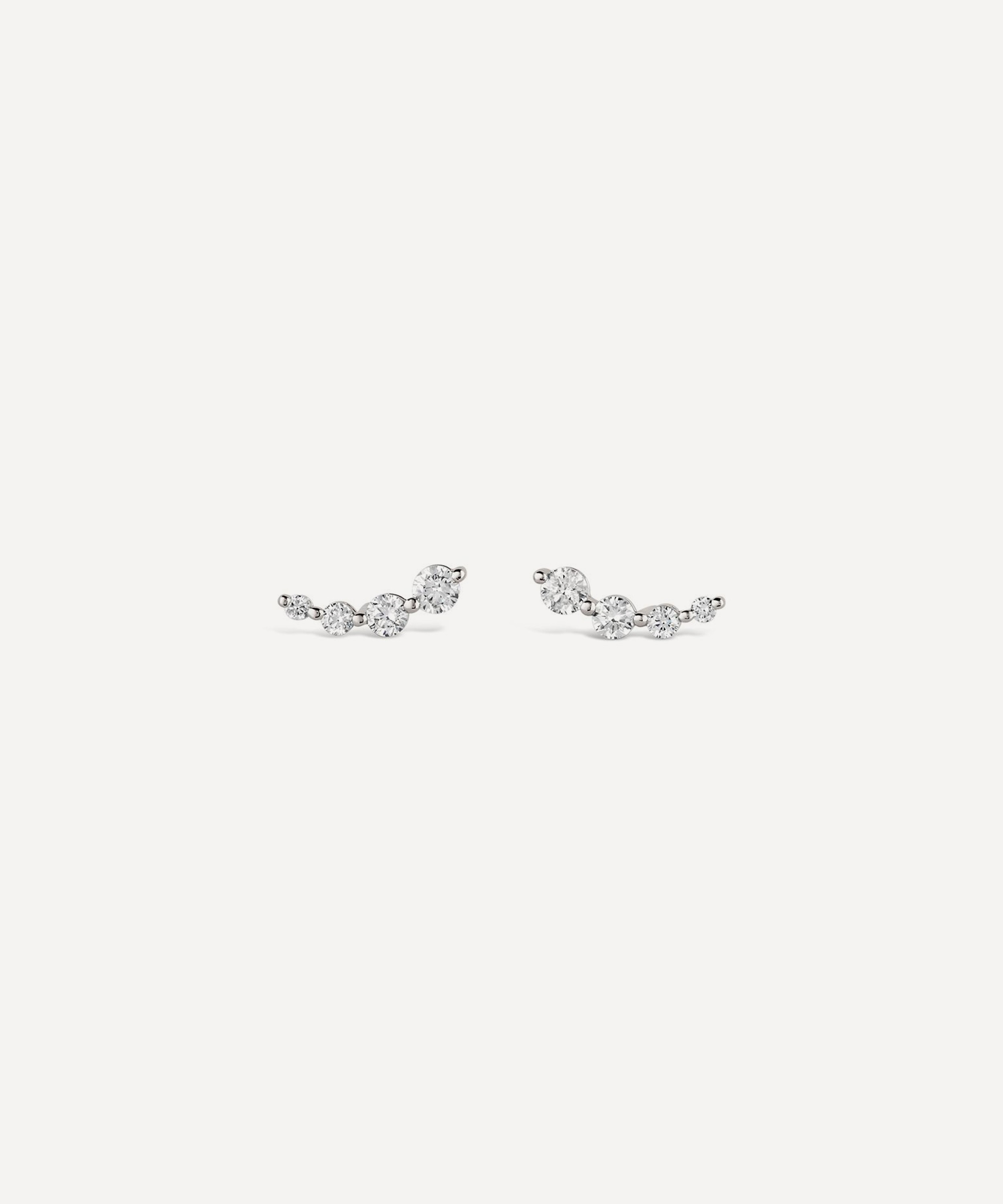 Dinny Hall - 9ct White Gold Shuga Created Diamond Tapering Crawler Stud Earrings image number 2