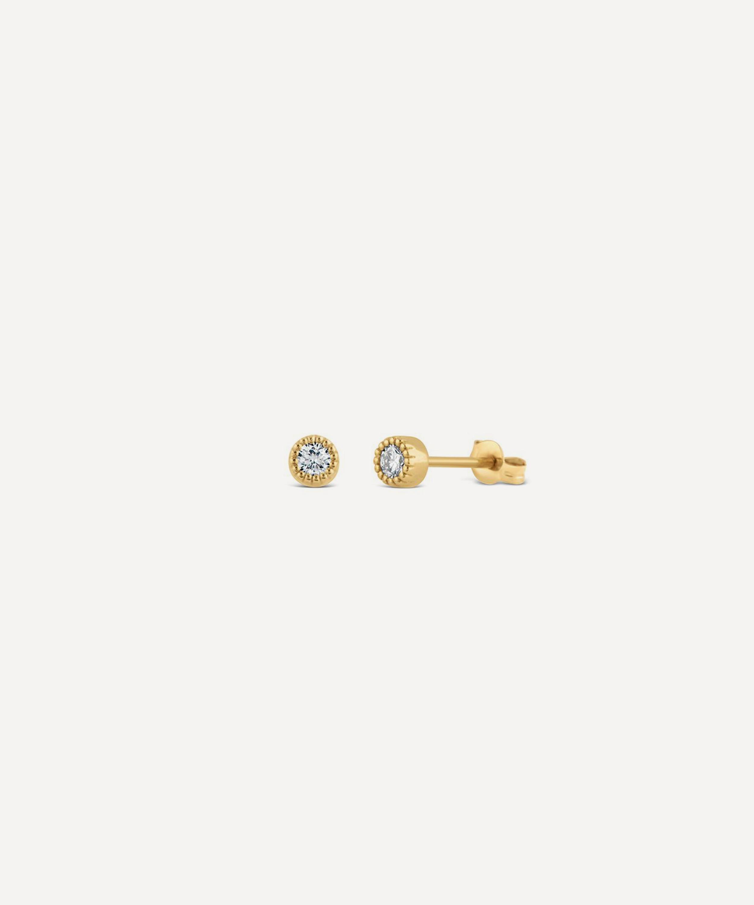 Dinny Hall 9ct Gold Created Diamond Jasmine Round Stud Earrings | Liberty