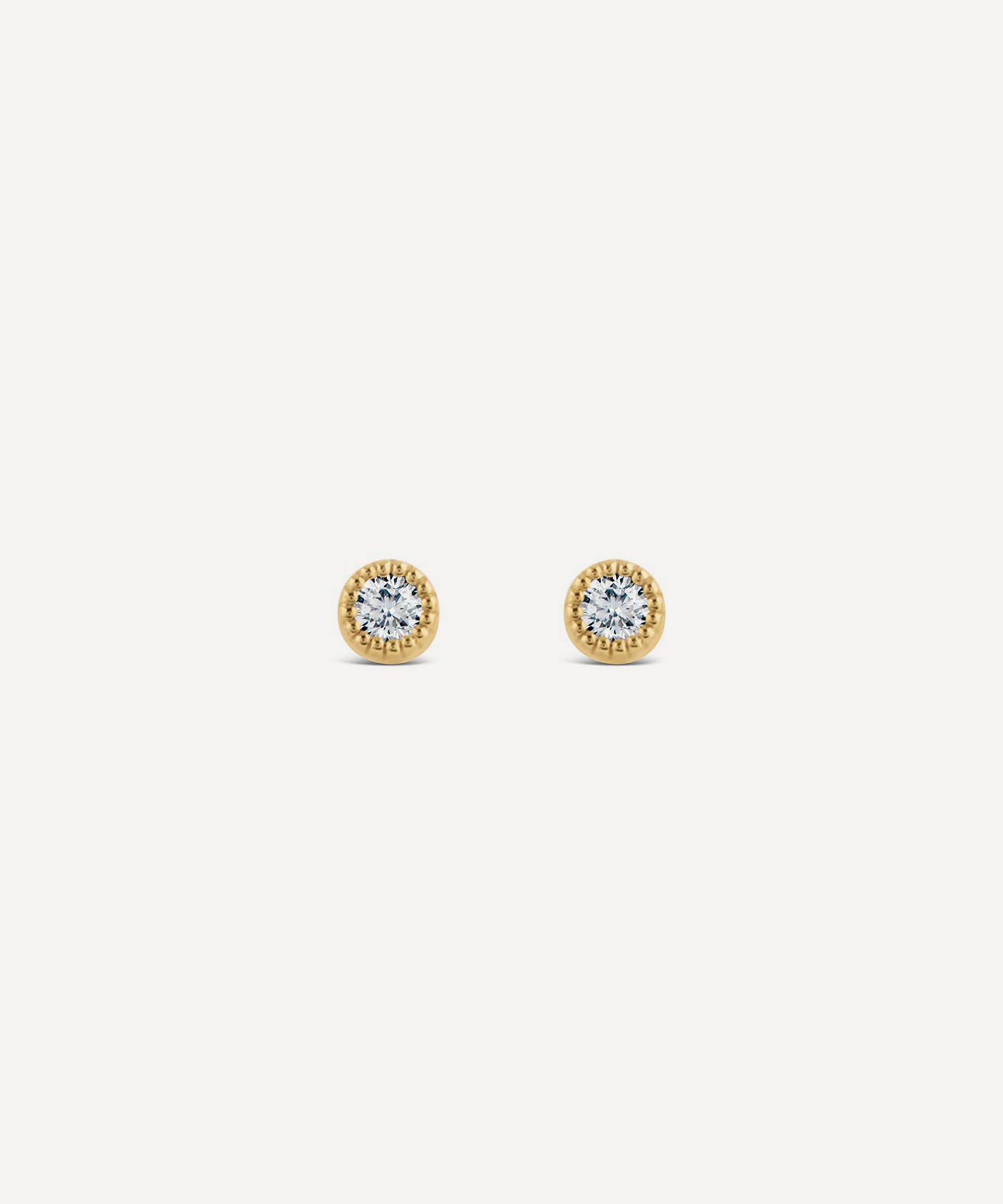 Dinny Hall - 9ct Gold Created Diamond Jasmine Round Stud Earrings image number 2