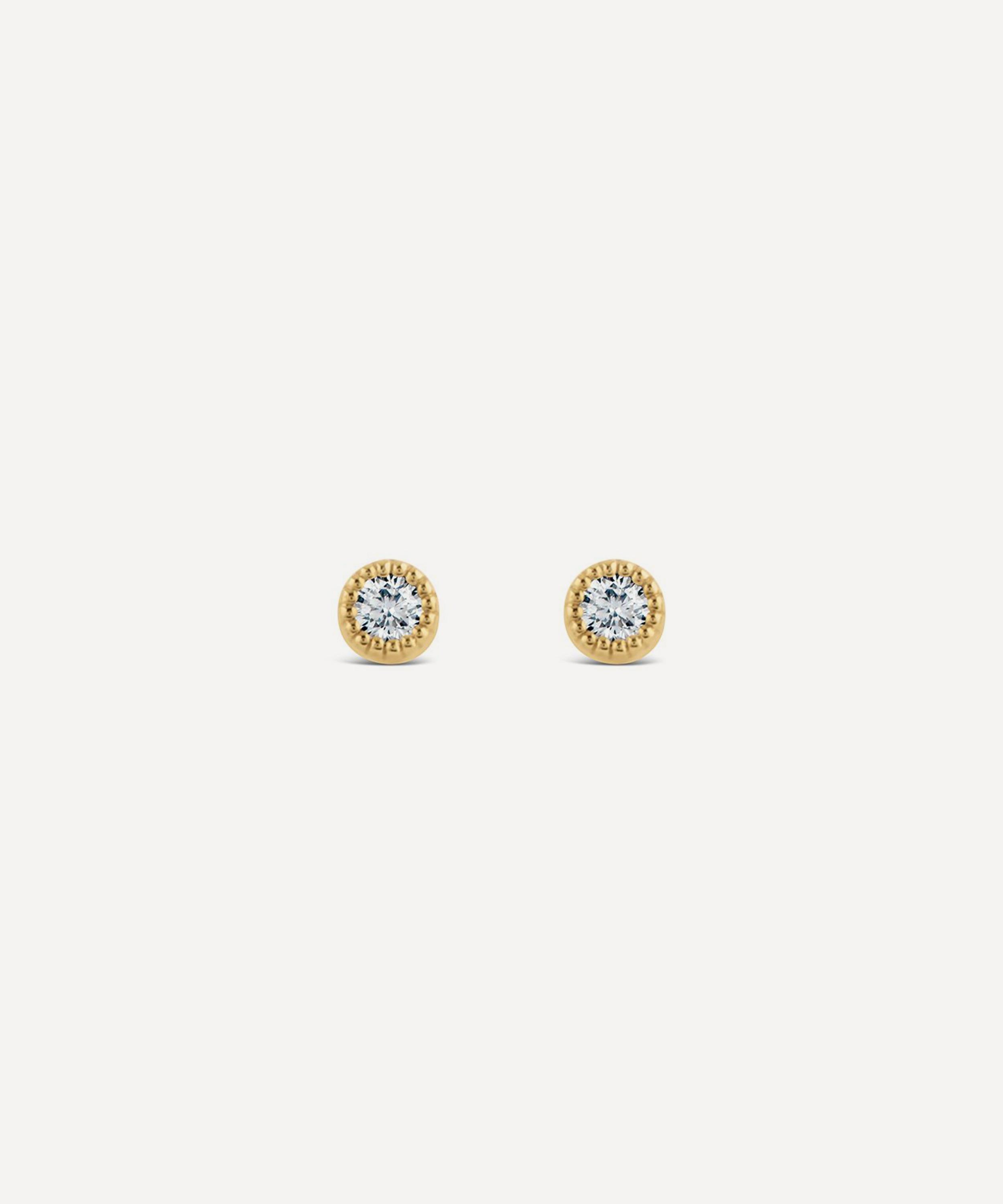 Dinny Hall - 9ct Gold Created Diamond Jasmine Round Stud Earrings image number 2