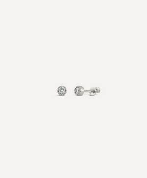 Dinny Hall - 9ct White Gold Created Diamond Jasmine Round Stud Earrings image number 0