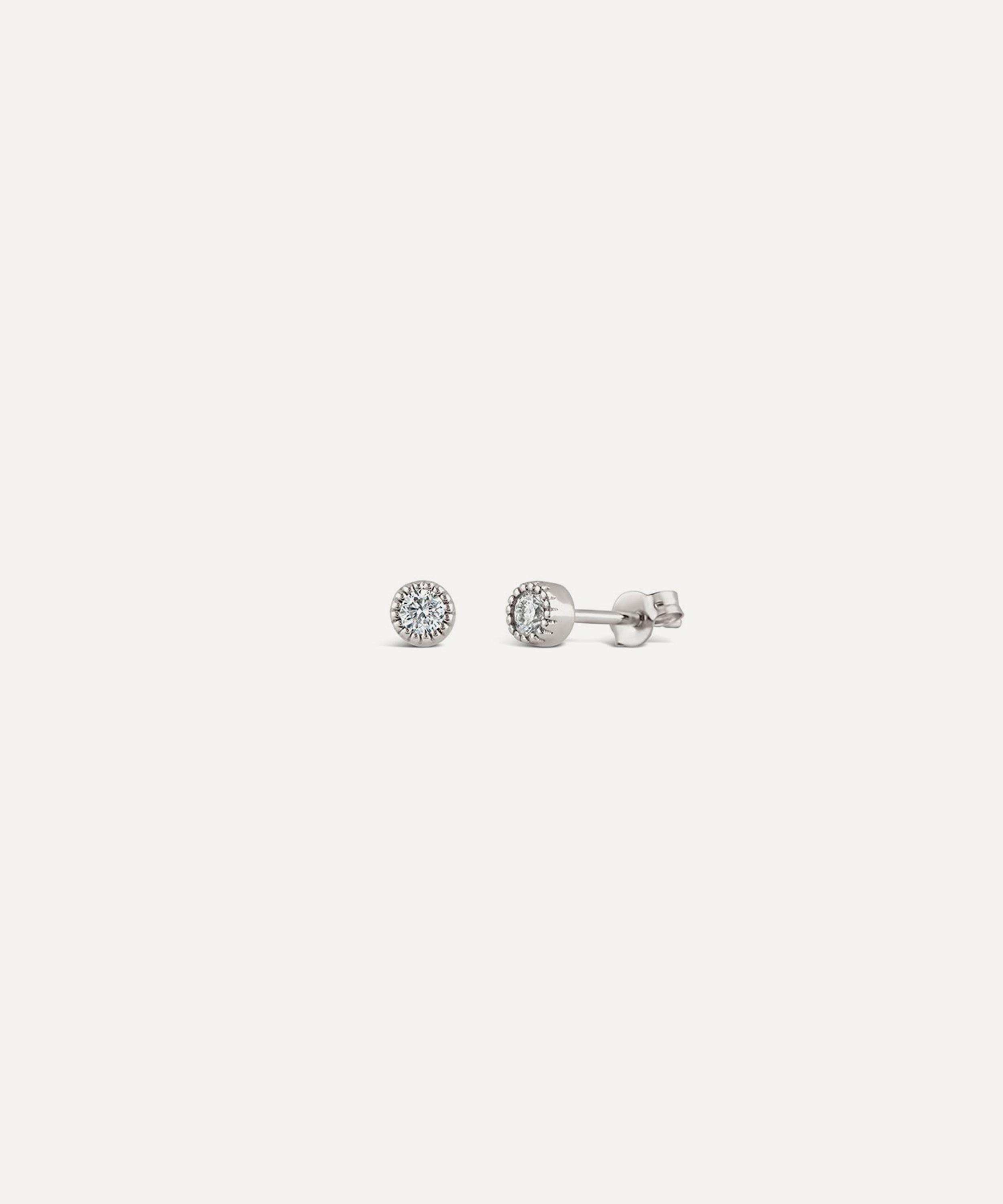 Dinny Hall - 9ct White Gold Created Diamond Jasmine Round Stud Earrings