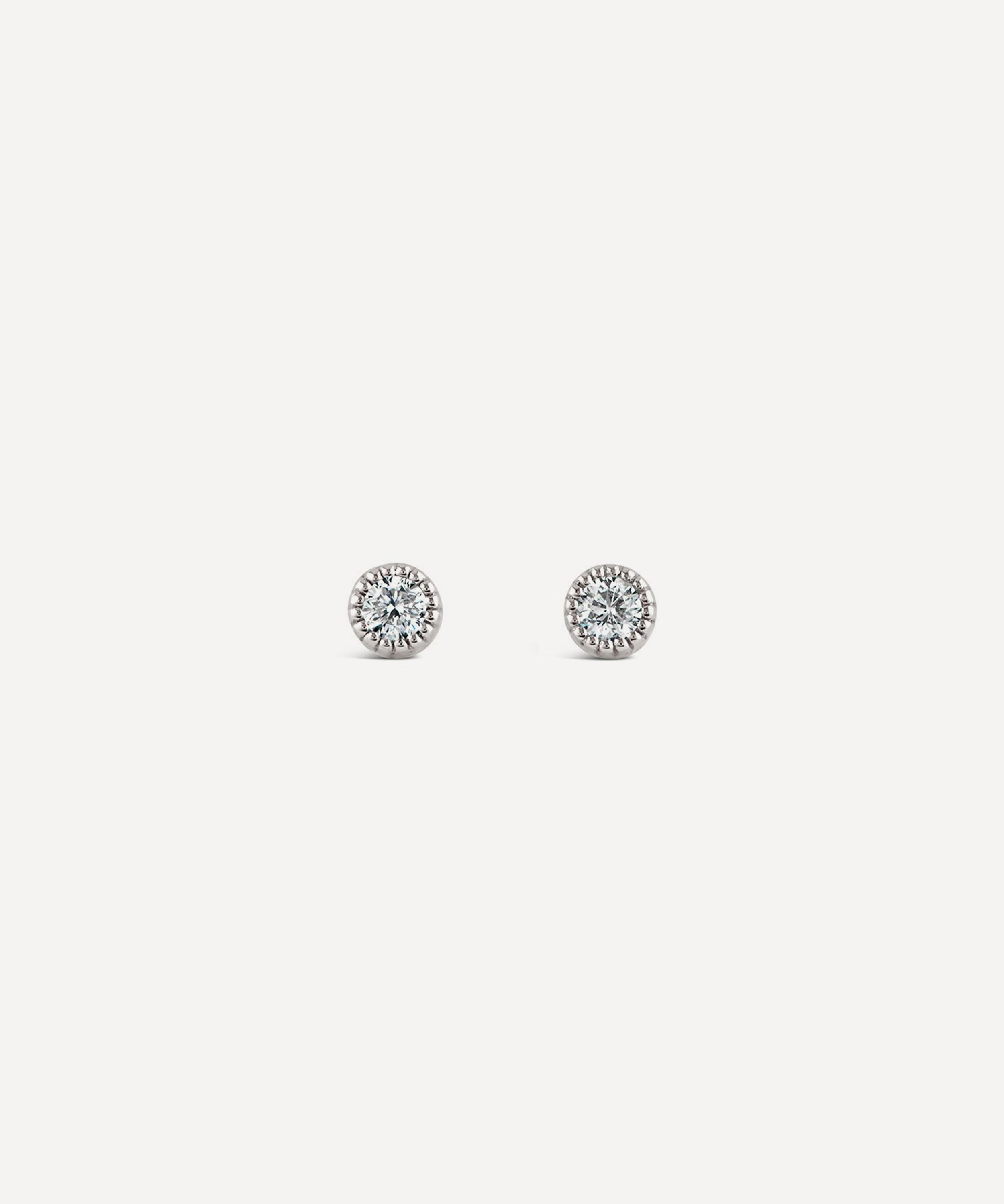 Dinny Hall - 9ct White Gold Created Diamond Jasmine Round Stud Earrings image number 2