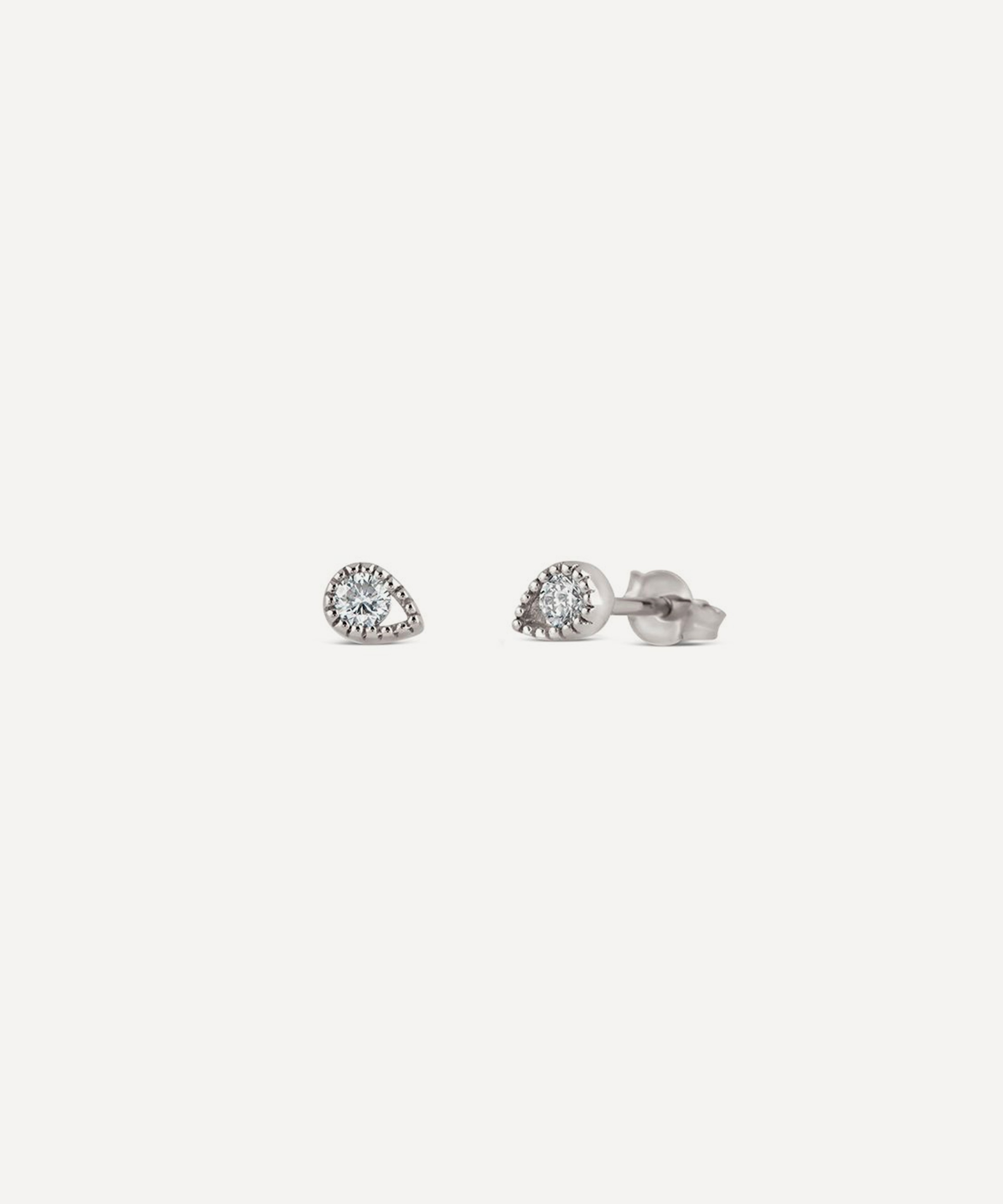 Dinny Hall - 9ct White Gold Created Diamond Jasmine Teardrop Stud Earrings