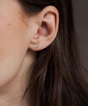 Dinny Hall - 9ct White Gold Created Diamond Jasmine Teardrop Stud Earrings image number 1