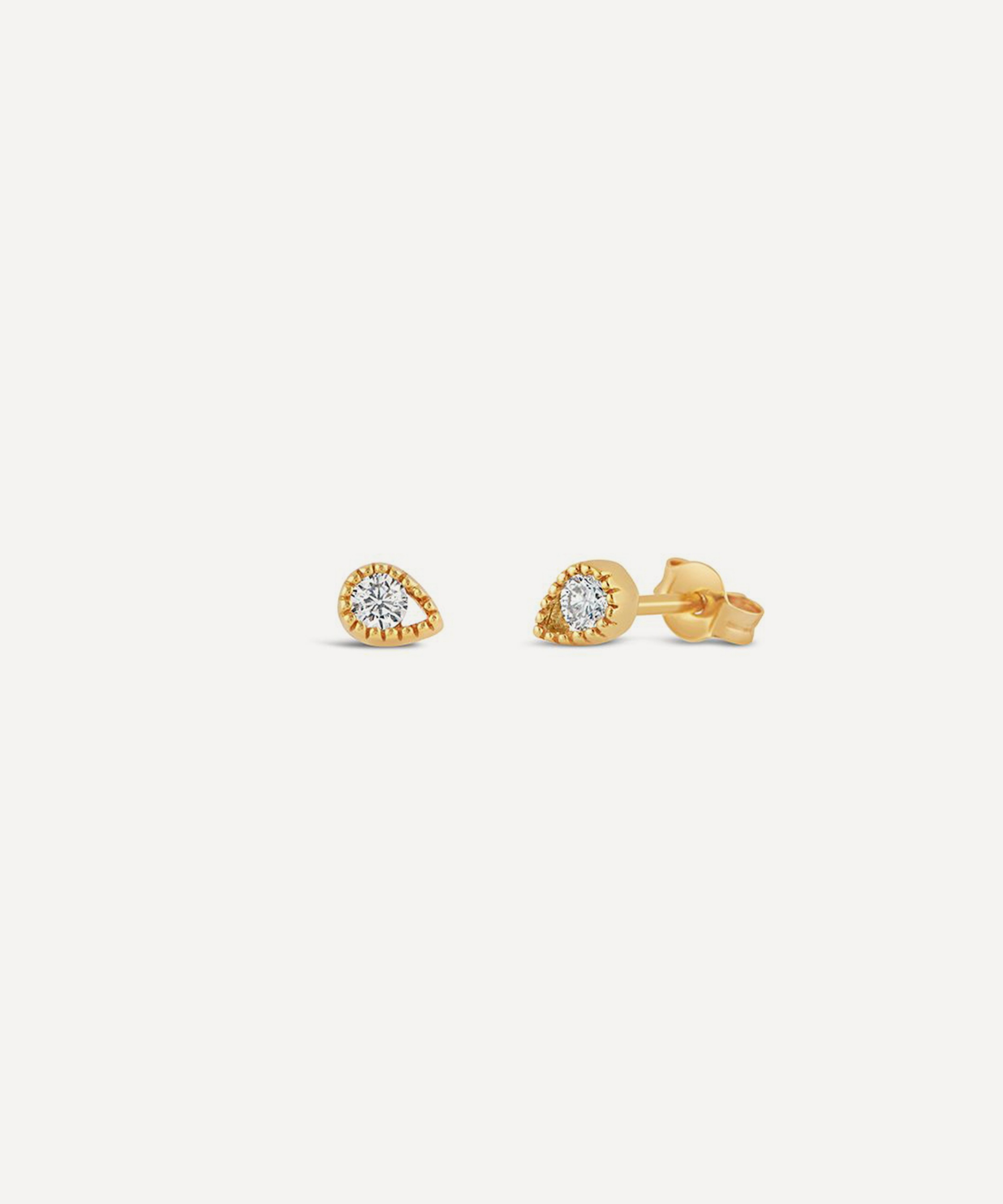 Dinny Hall - 9ct Gold Created Diamond Jasmine Teardrop Stud Earrings image number 0