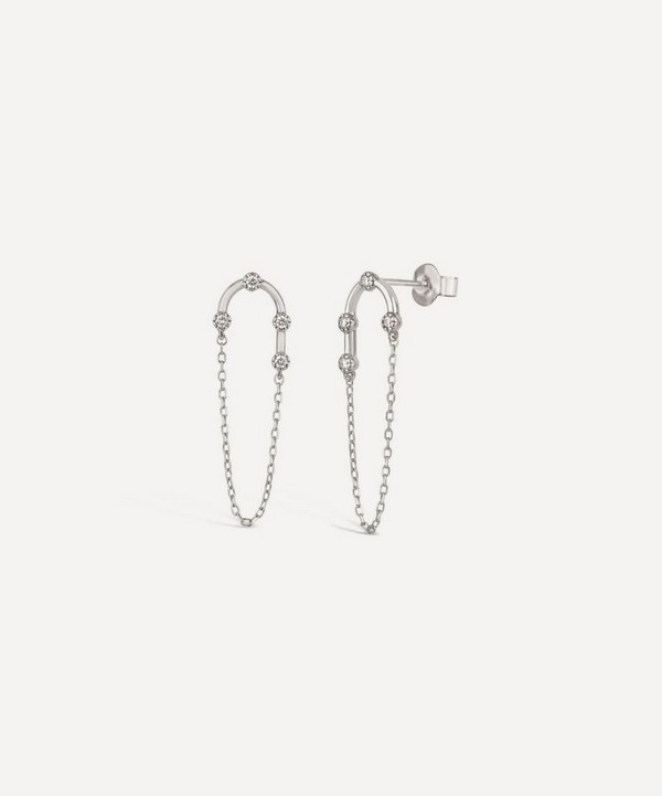 Dinny Hall - 9ct White Gold Forget Me Not Diamond Chain Drop Earrings