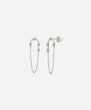 Dinny Hall - 9ct White Gold Forget Me Not Diamond Chain Drop Earrings image number 0