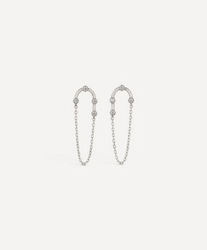 Dinny Hall - 9ct White Gold Forget Me Not Diamond Chain Drop Earrings image number 2