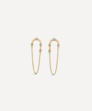 Dinny Hall - 9ct Gold Forget Me Not Diamond Chain Drop Earrings image number 2