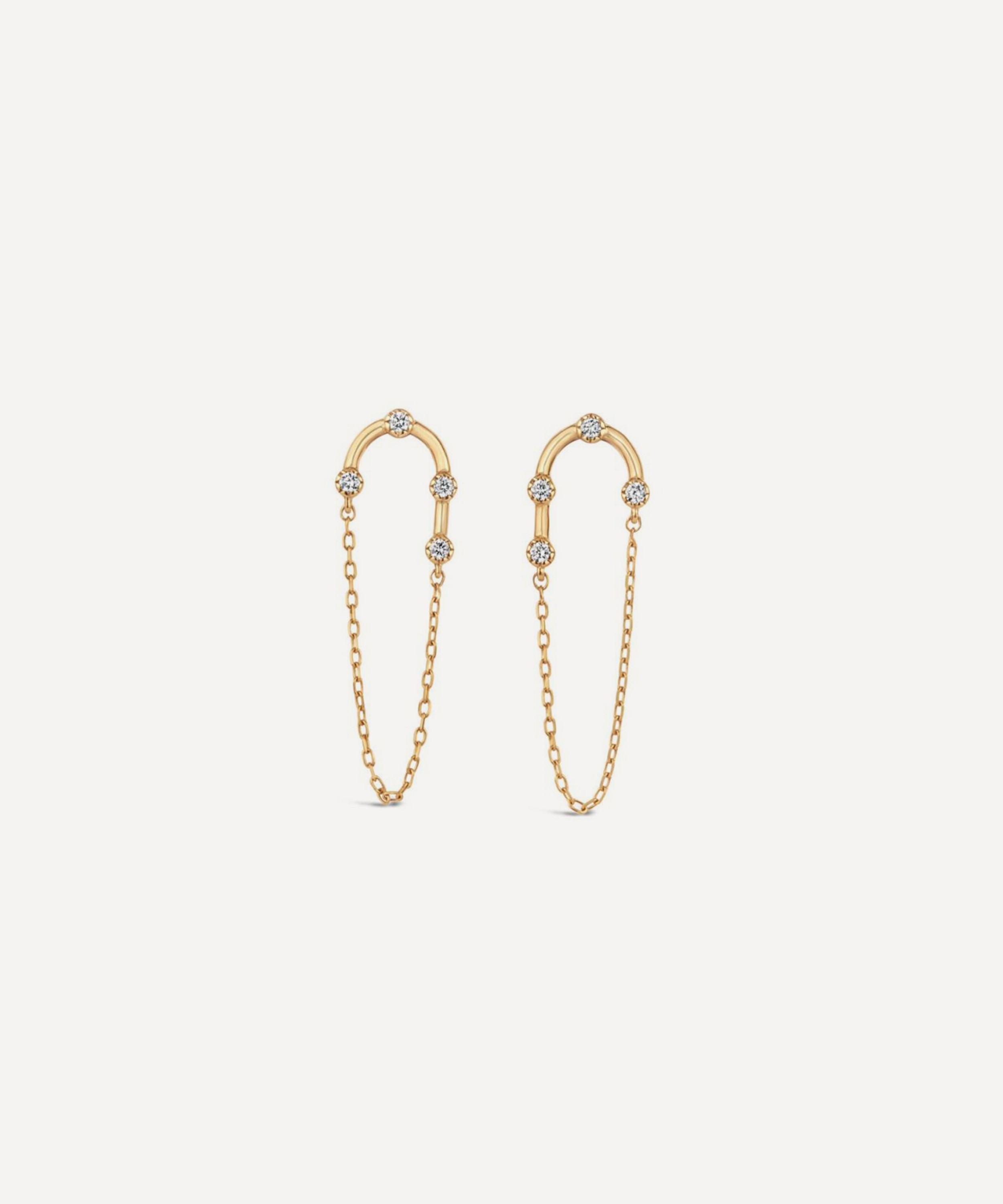 Dinny Hall - 9ct Gold Forget Me Not Diamond Chain Drop Earrings image number 2