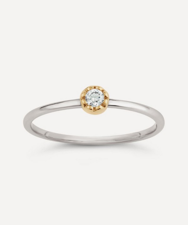 Dinny Hall - 9ct White Gold Forget Me Not Small Diamond Stacking Ring image number null