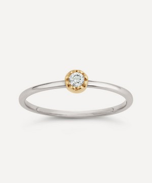Dinny Hall - 9ct White Gold Forget Me Not Small Diamond Stacking Ring image number 0