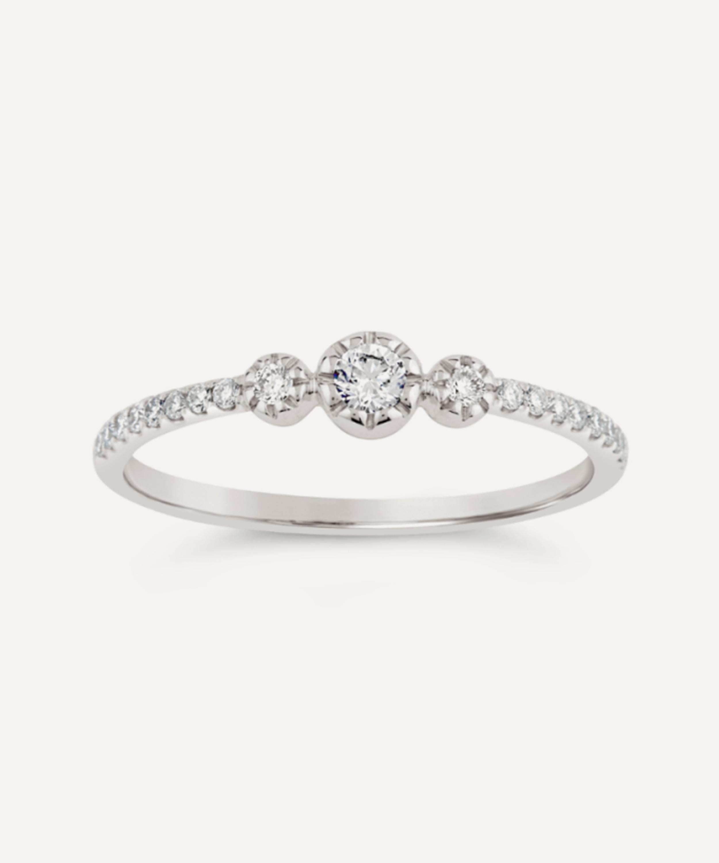 Dinny Hall - 9ct White Gold Forget Me Not Diamond Trio Ring image number 0