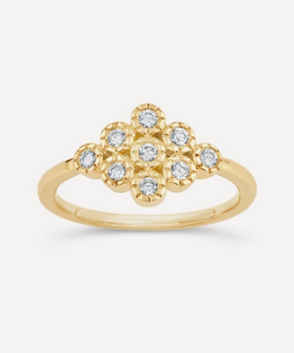 Dinny Hall - 9ct Gold Forget Me Not Diamond Cluster Pinky Ring image number null