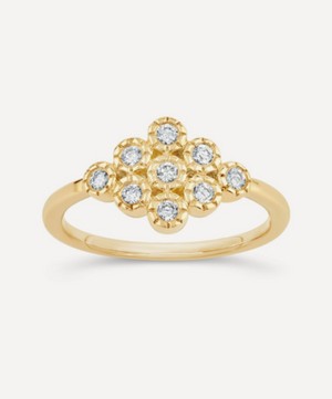 Dinny Hall - 9ct Gold Forget Me Not Diamond Cluster Pinky Ring image number 0