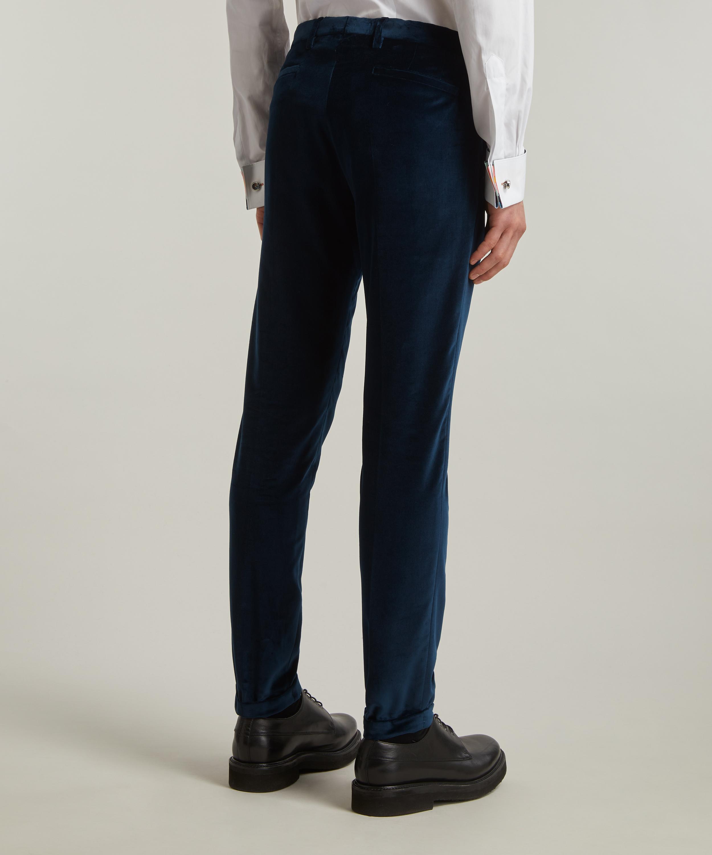 Slim Fit Velvet Suit Pants - Navy blue - Men