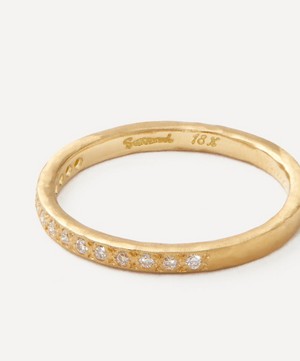 Satomi Kawakita - 18ct Gold White Diamond Hammered Half-Eternity Band Ring image number 1