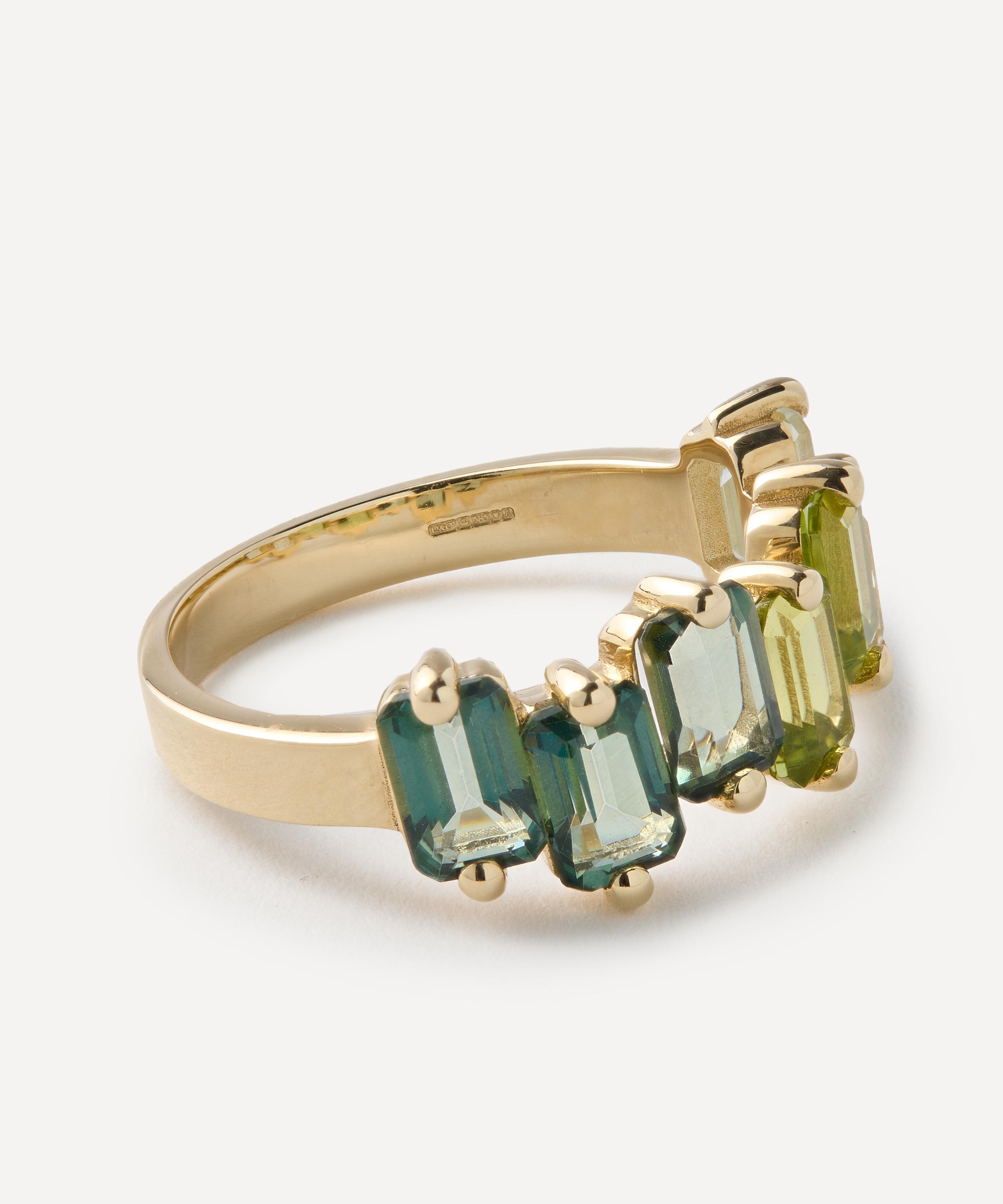 Suzanne Kalan - 14ct Gold Ann Green Ombre Half Band Ring image number 1