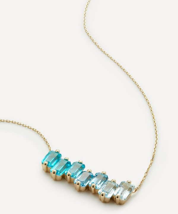 Suzanne Kalan - 14ct Gold Ann Blue Ombre Bar Pendant Necklace image number null