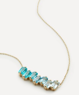 Suzanne Kalan - 14ct Gold Ann Blue Ombre Bar Pendant Necklace image number 0