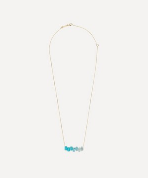 Suzanne Kalan - 14ct Gold Ann Blue Ombre Bar Pendant Necklace image number 1