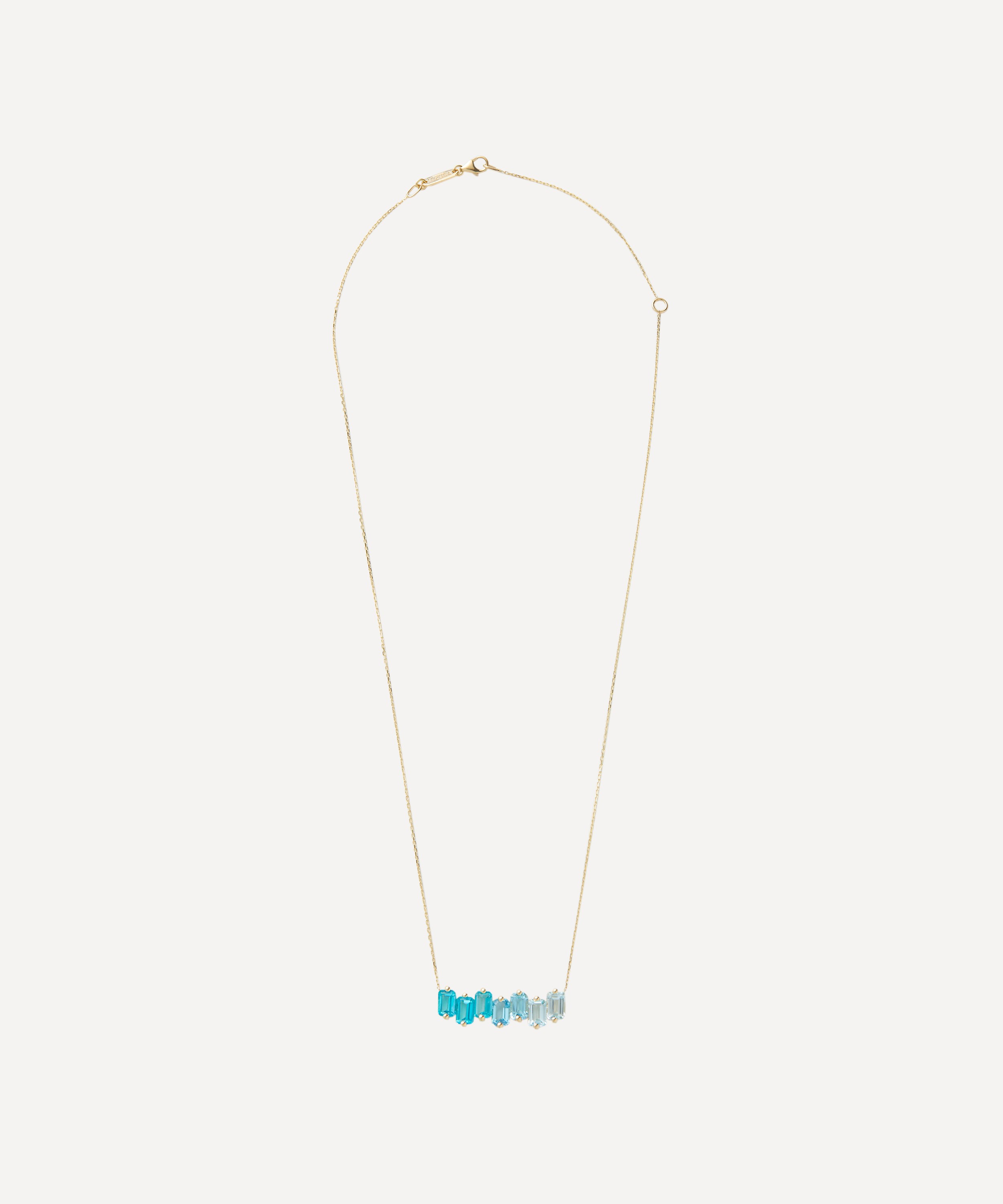 Suzanne Kalan - 14ct Gold Ann Blue Ombre Bar Pendant Necklace image number 1