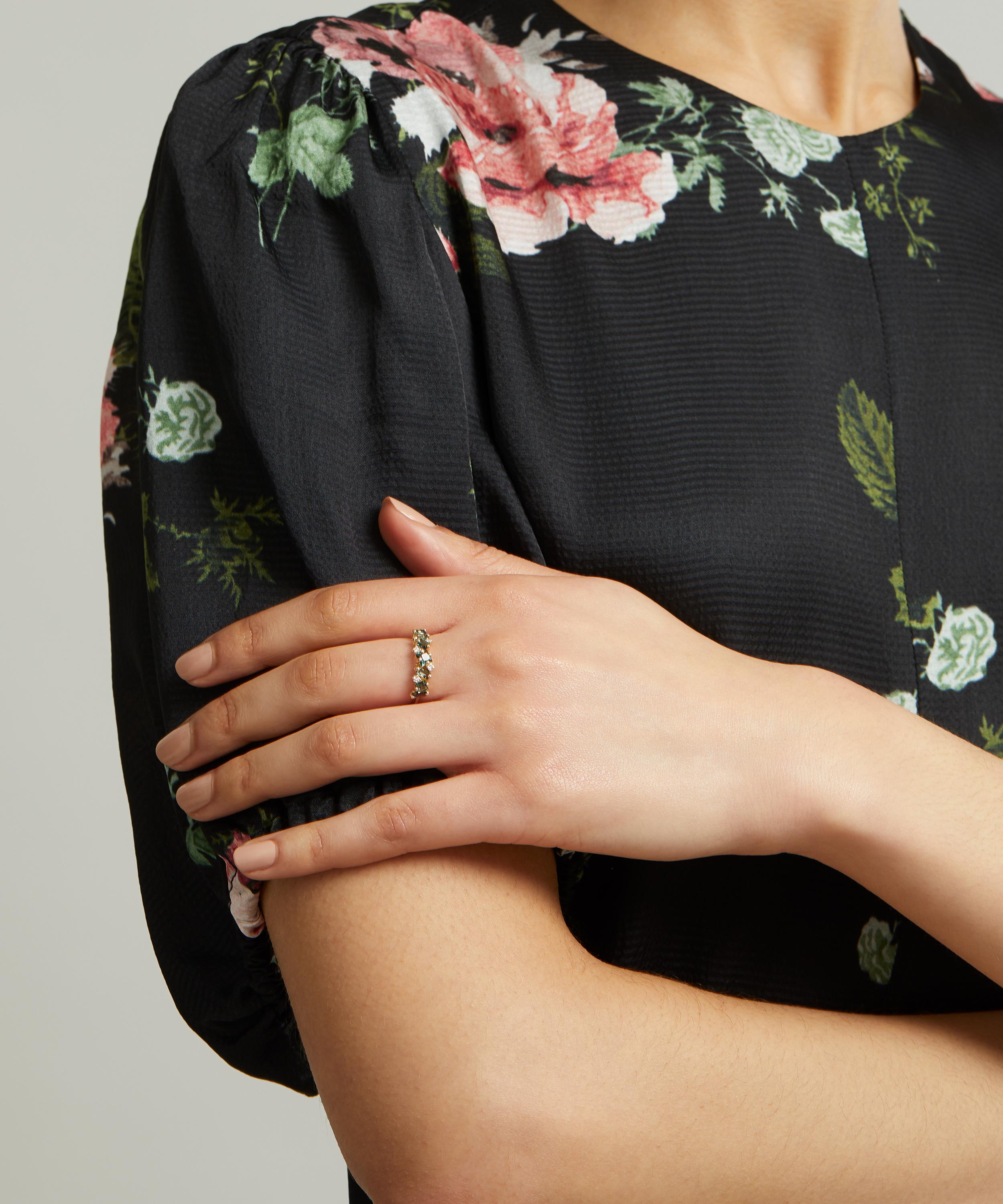 Suzanne Kalan - 14ct Gold Nadima Green Envy Topaz Half Band Ring image number 