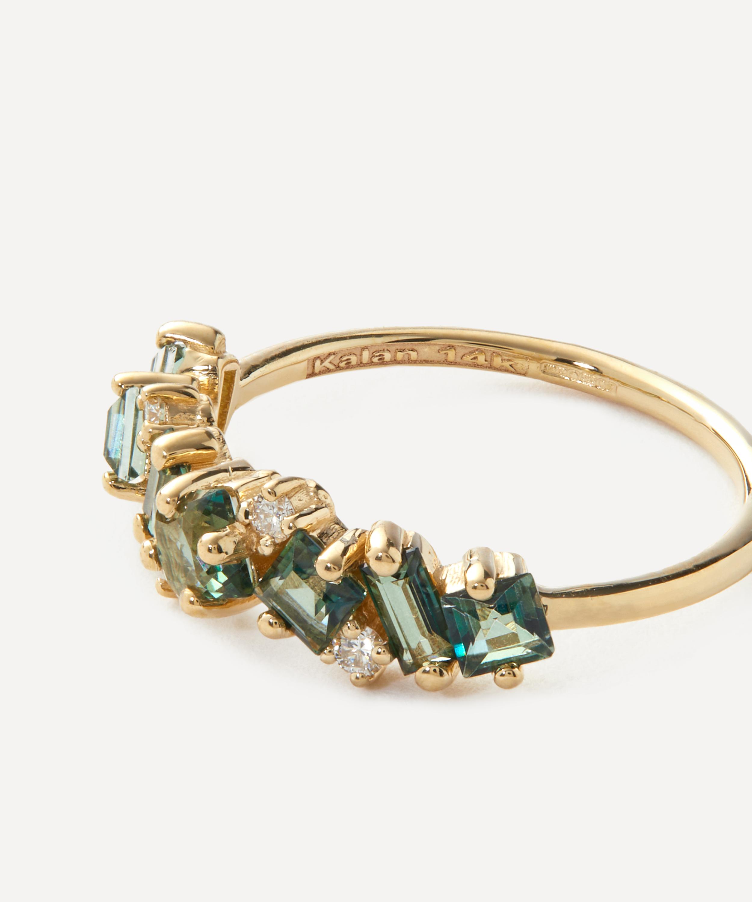 Suzanne Kalan - 14ct Gold Nadima Green Envy Topaz Half Band Ring image number 