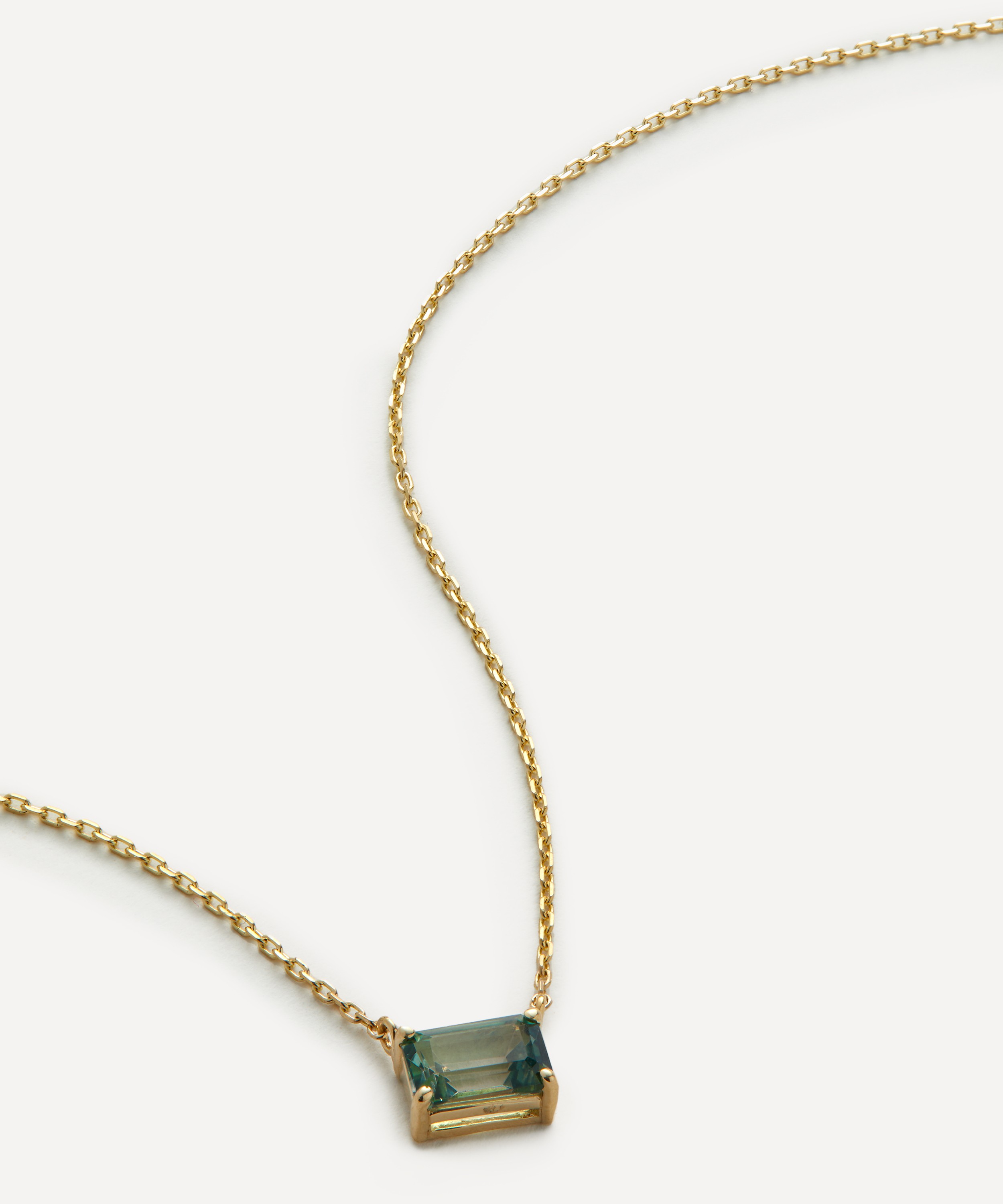 Suzanne Kalan - 14ct Gold Amalfi Emerald Cut Green Envy Topaz Pendant Necklace image number 0