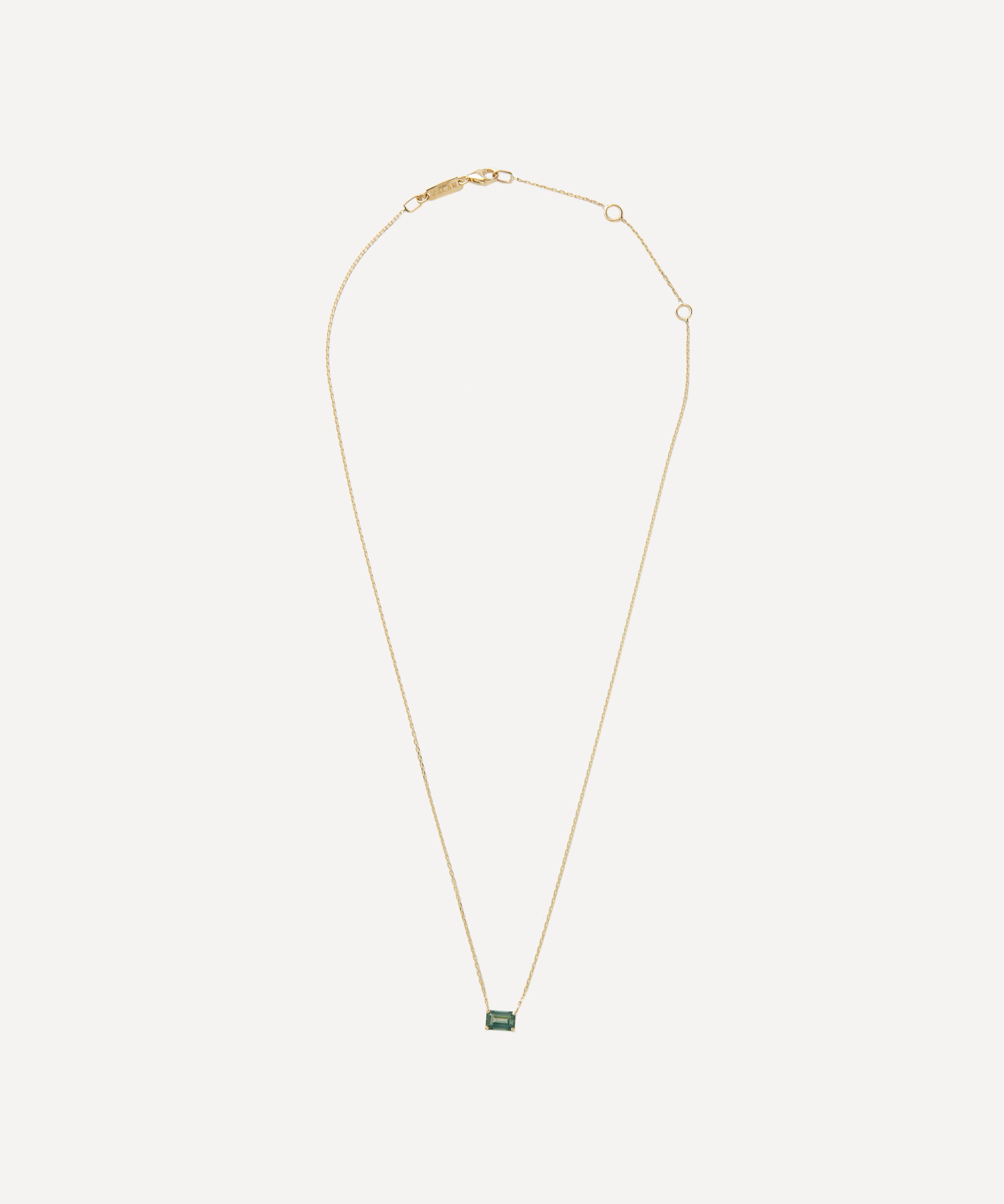 Suzanne Kalan - 14ct Gold Amalfi Emerald Cut Green Envy Topaz Pendant Necklace image number 2