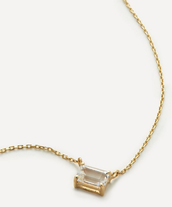 Suzanne Kalan - 14ct Gold Amalfi Emerald Cut White Topaz Pendant Necklace image number null