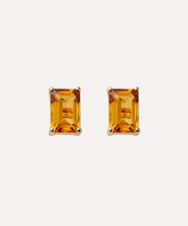 Suzanne Kalan - 14ct Gold Emerald Cut Citrine Stud Earrings image number null