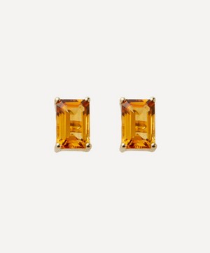 Suzanne Kalan - 14ct Gold Emerald Cut Citrine Stud Earrings image number 0