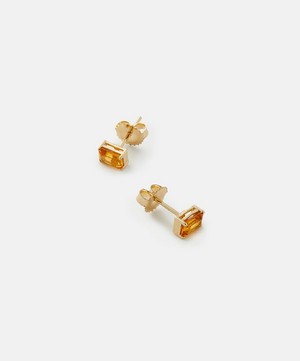 Suzanne Kalan - 14ct Gold Emerald Cut Citrine Stud Earrings image number 2