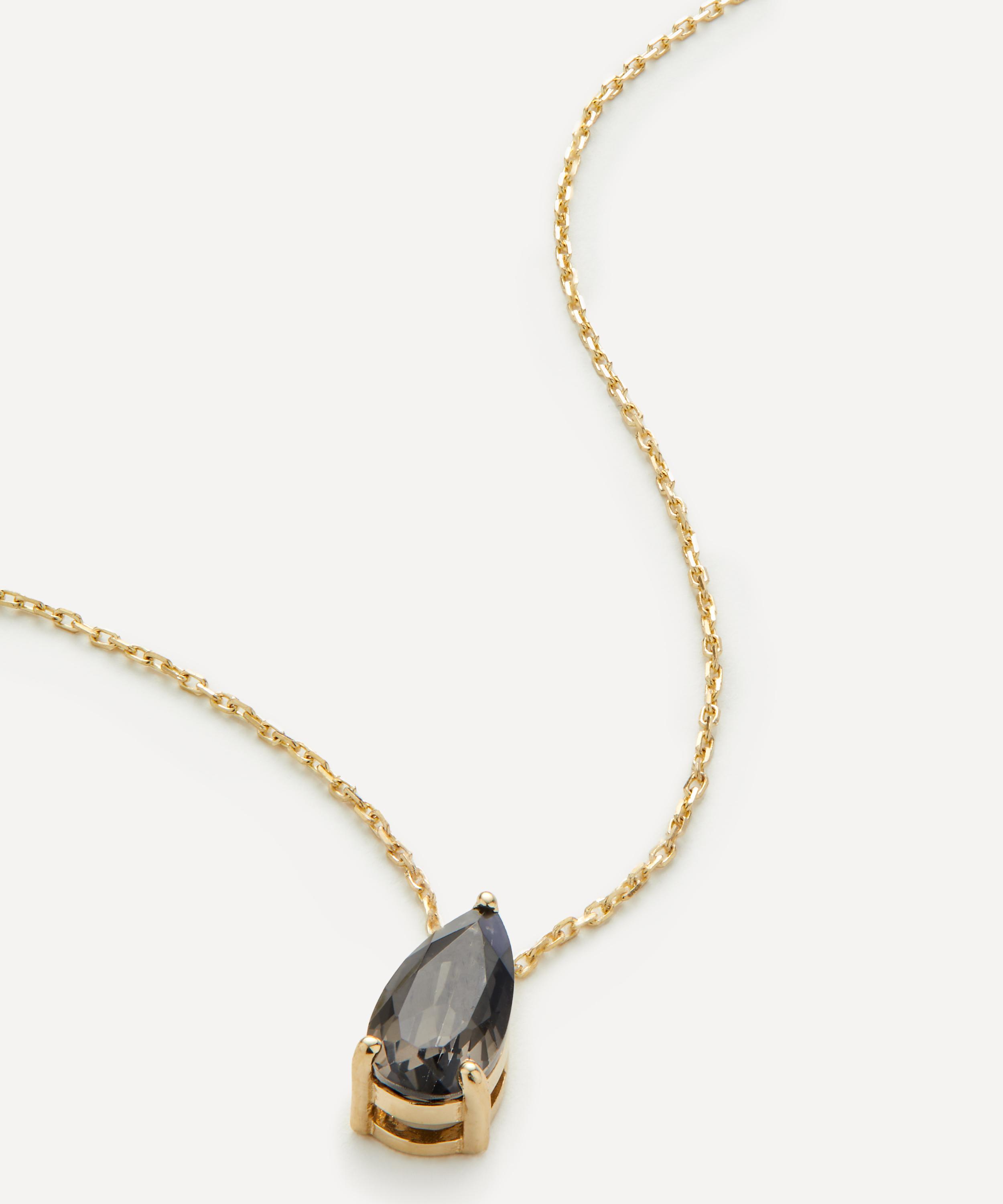 Suzanne Kalan - 14ct Gold Black Night Quartz Pear Drop Pendant Necklace