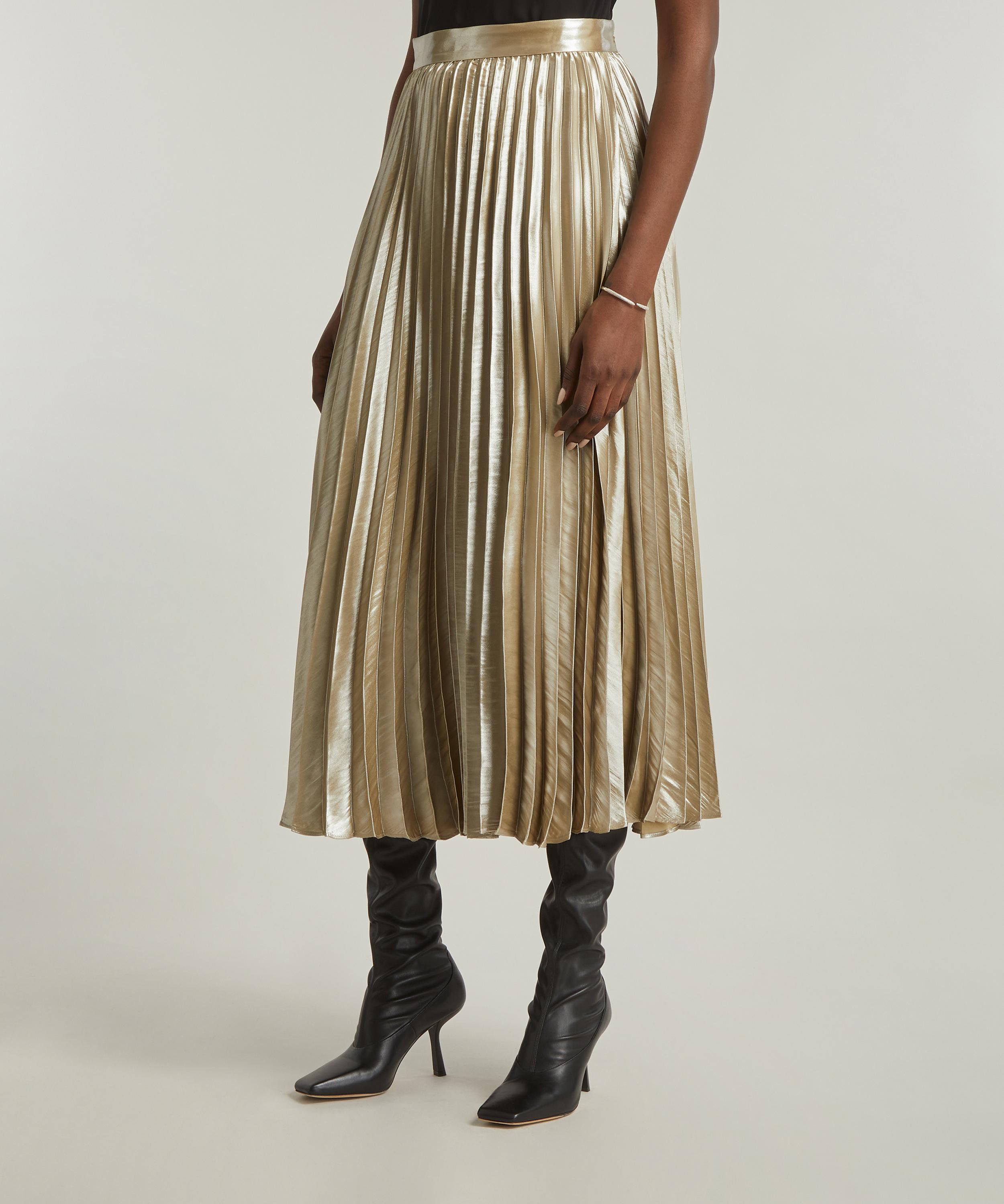 Gold pleated hotsell midi skirt uk