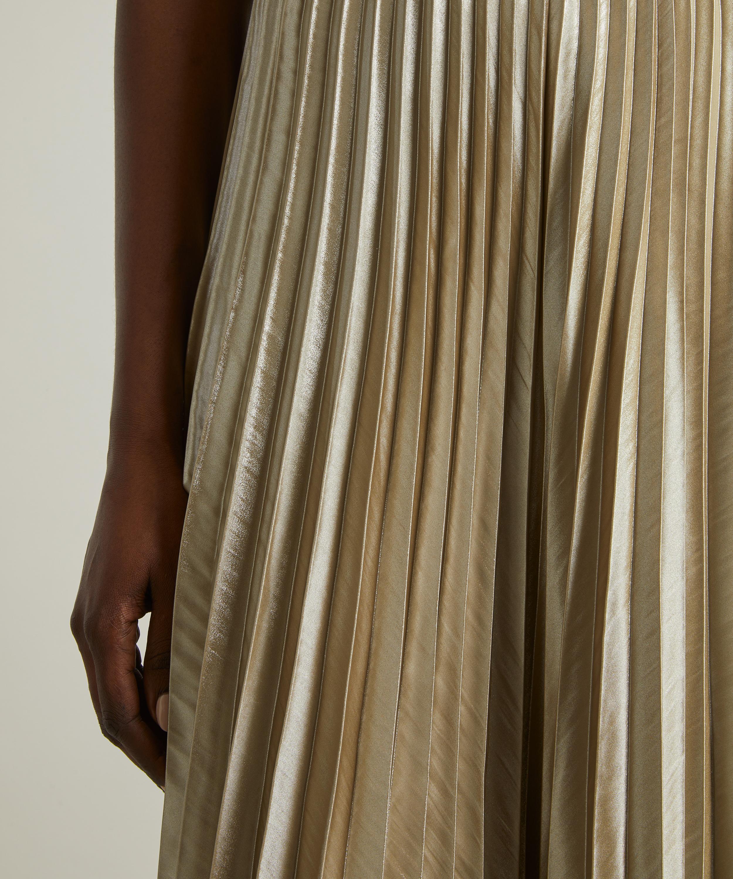 Warehouse gold clearance foil pleated skirt