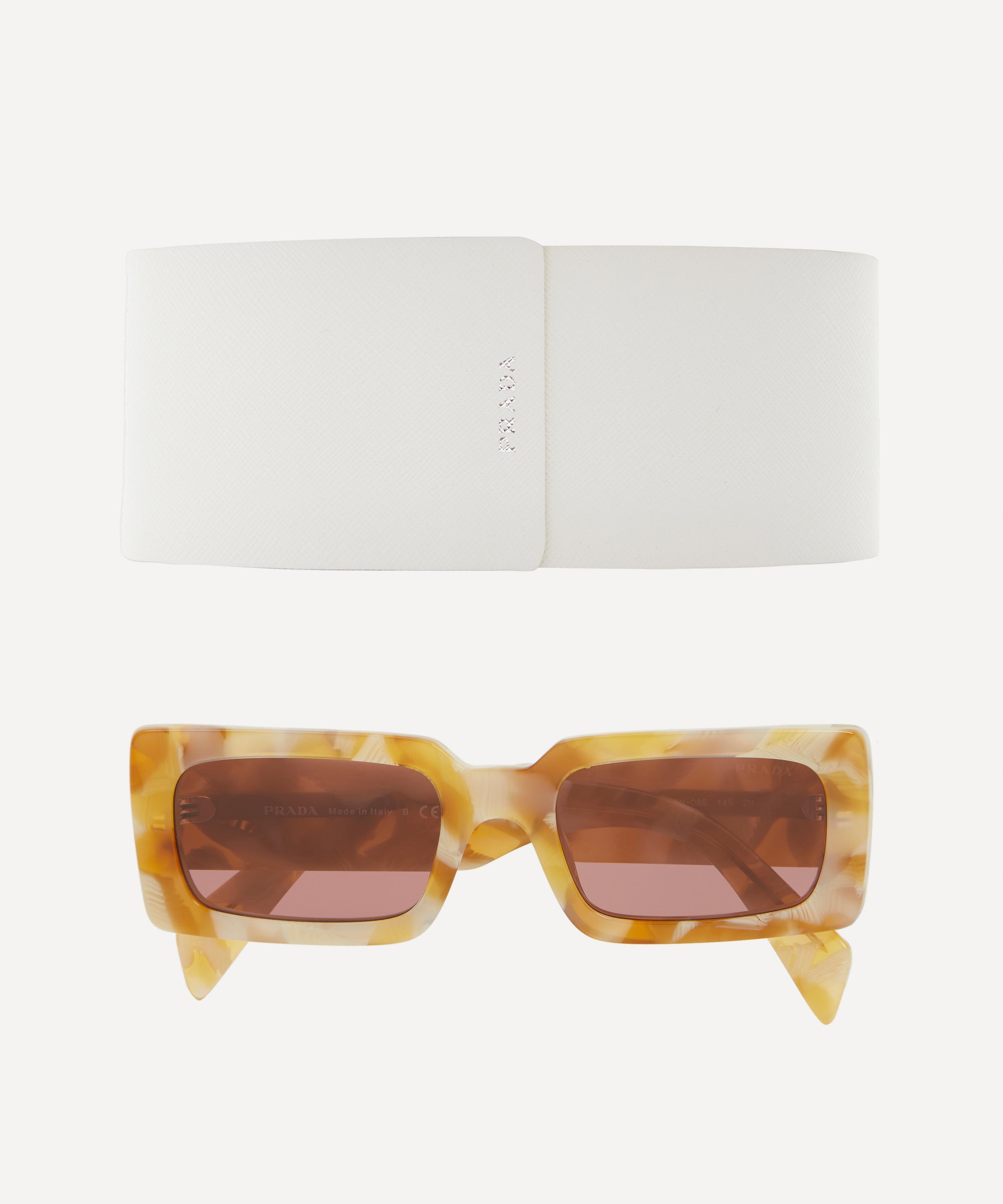 Prada - Rectangle Desert Tortoise Acetate Sunglasses image number 4