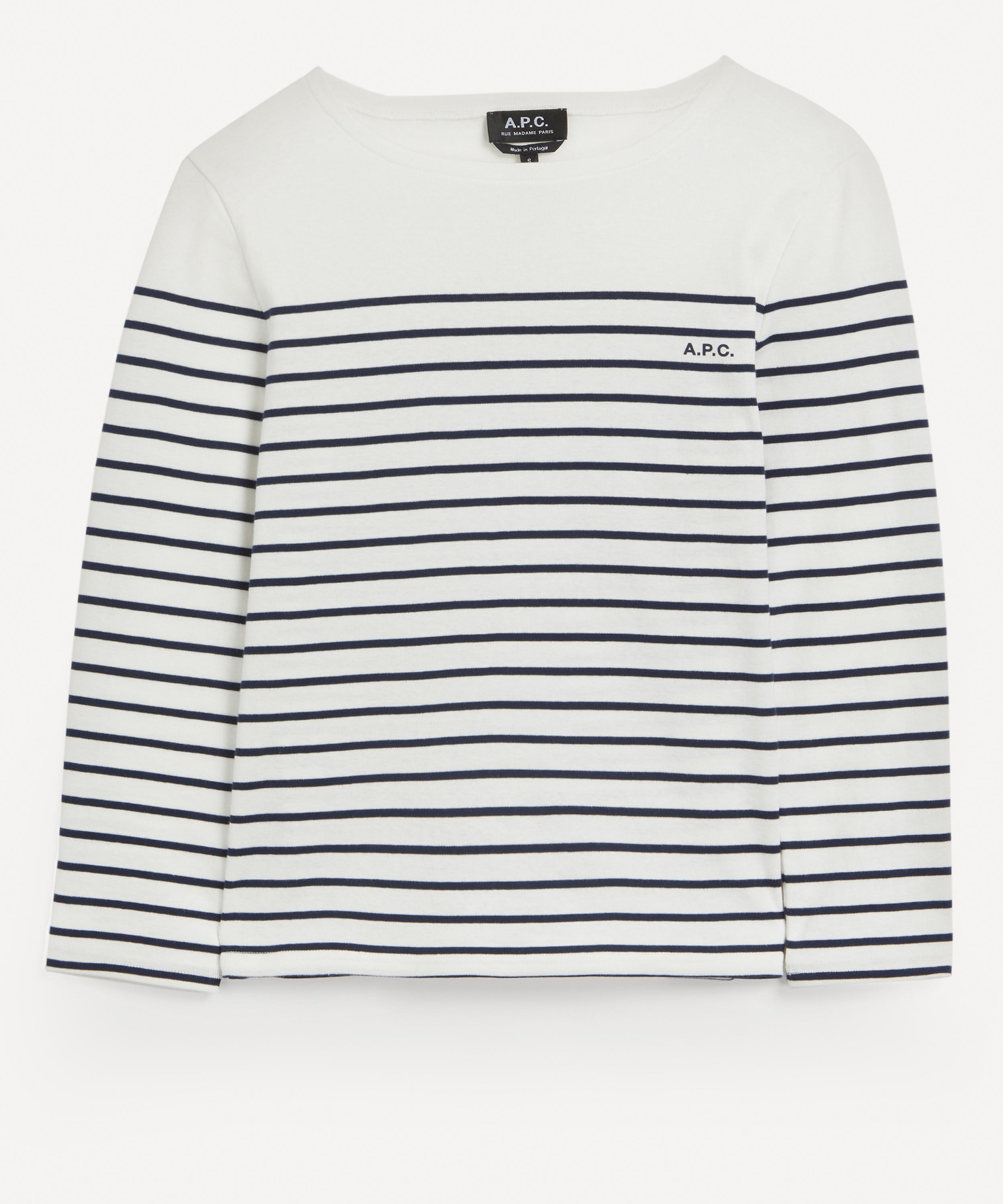 Familiar appliqué-detail striped T-shirt - White