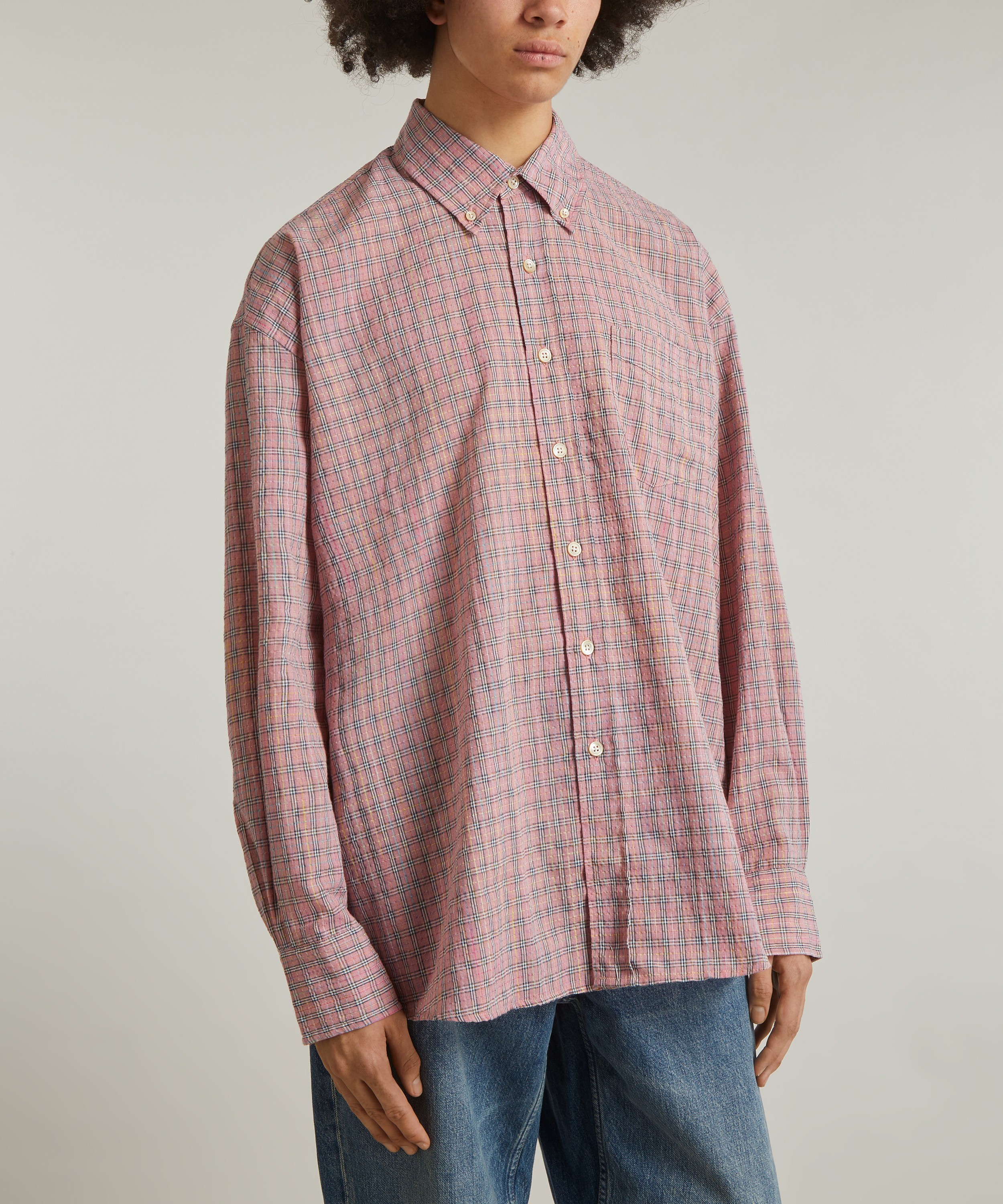 Our Legacy Borrowed BD Shirt in Pink Kimble Check | Liberty