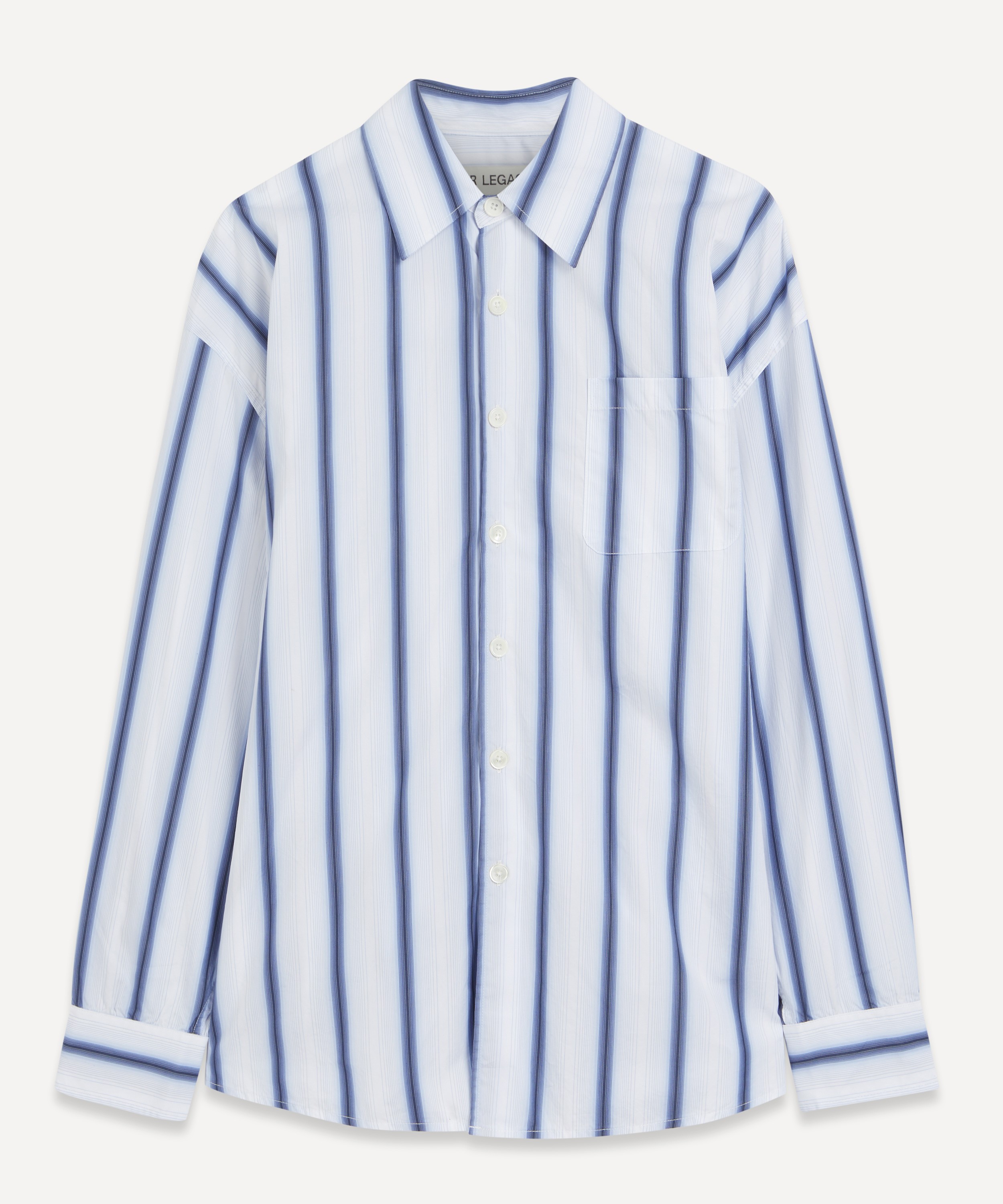 Our Legacy - Borrowed Shirt in Blue Crypto Stripe image number 0