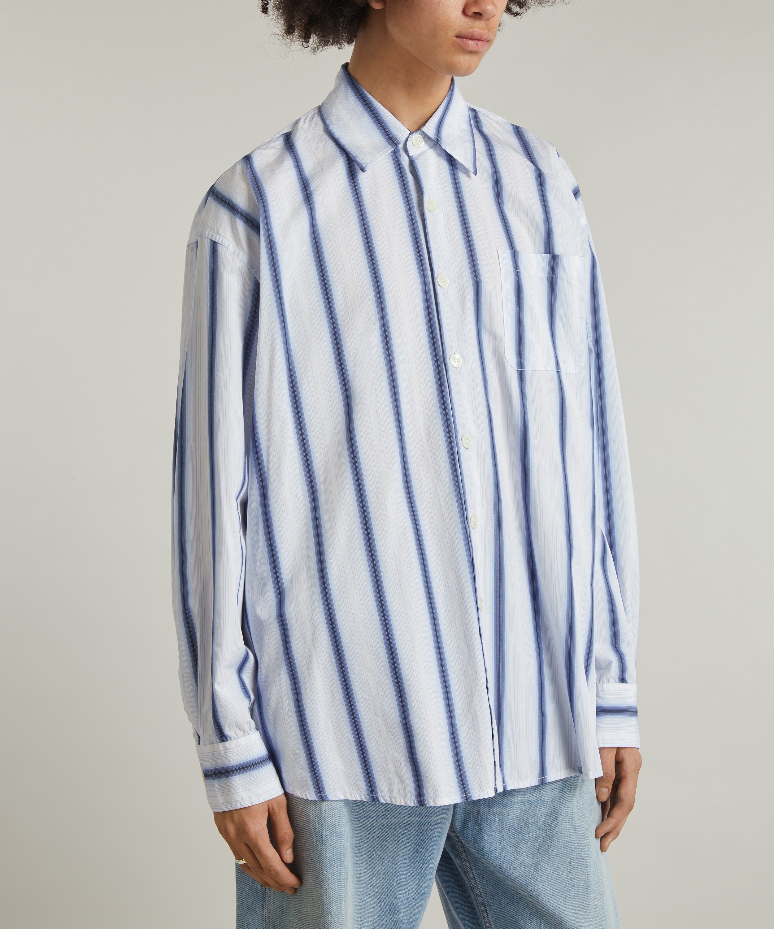 Our Legacy - Borrowed Shirt in Blue Crypto Stripe image number 2
